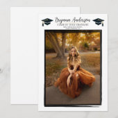 Moderne foto Zwart Lijst Trendy afstudeerfeest Kaart (Voorkant / Achterkant)