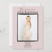 Moderne foto Zwart Lijst Trendy Roze Verjaardag Kaart (Voorkant)