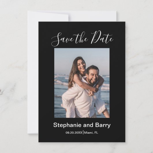 Moderne Foto Zwart Save The Date (Voorkant)