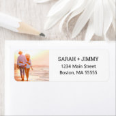 Moderne foto zwart Script Return-adres Etiket (Insitu)