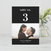 Moderne foto Zwart Trouwtafel Nummer 3 5x7 Kaart (Staand voorkant)