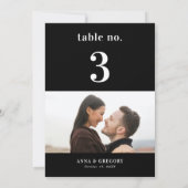 Moderne foto Zwart Trouwtafel Nummer 3 5x7 Kaart (Achterkant)