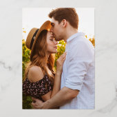 Moderne foto zwart-wit 7 Vertical Wedding Folie Uitnodiging (Achterkant)