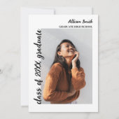 Moderne foto Zwart & Wit Afstudeerder Tassel Afstu Kaart (Achterkant)