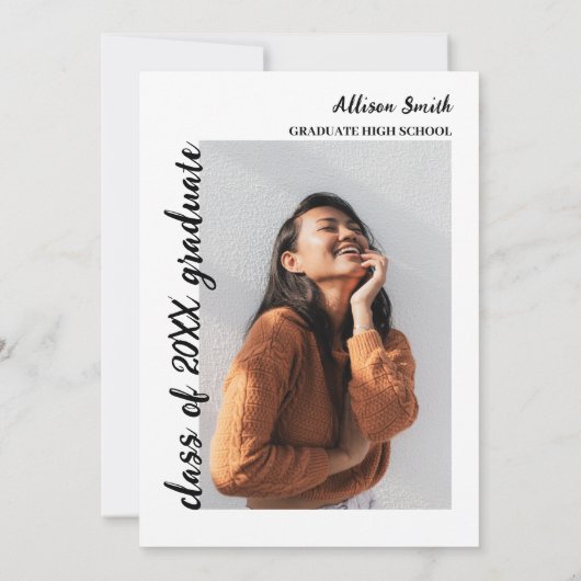 Moderne foto Zwart & Wit Afstudeerder Tassel Afstu Kaart (Achterkant)