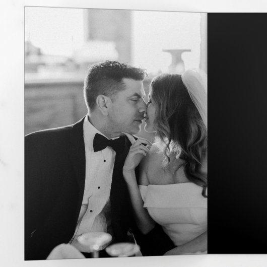 Moderne foto Zwart-wit All-in-One bruiloft Drieluik Programma (Binnenzijde eerst)