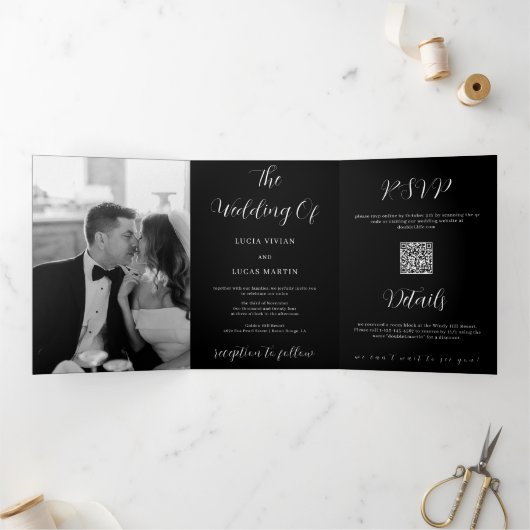 Moderne foto Zwart-wit All-in-One bruiloft Drieluik Programma (Binnen)