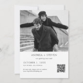 Moderne foto Zwart-wit bruiloft Bewaar de datum Kaart (Achterkant)