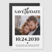 Moderne foto zwart-wit bruiloft opslaan de datum magnetische uitnodiging (Voorkant / Achterkant)