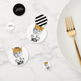 Moderne foto Zwart Wit Eerste Verjaardag Confetti