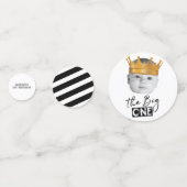 Moderne foto Zwart Wit Eerste Verjaardag Confetti (Achterkanten)