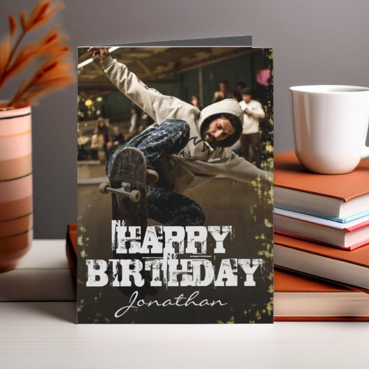 Moderne foto zwart-wit Happy Birthday Kaart