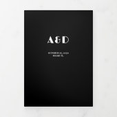 Moderne foto zwart-wit rsvp details bruiloft drieluik uitnodiging (Cover)