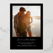 Moderne foto Zwart Wit Save the Date Gold Folie Uitnodiging (Achterkant)