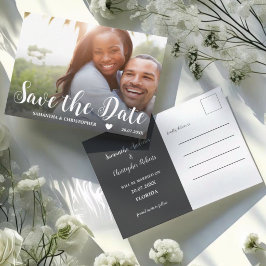 Moderne Foto Zwart & Wit Save the Date Huwelijk Briefkaart