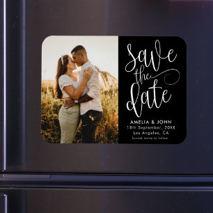 Moderne Foto Zwart & Wit Save the Date Huwelijk Magneet