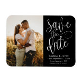 Moderne Foto Zwart & Wit Save the Date Huwelijk Magneet (Horizontaal)
