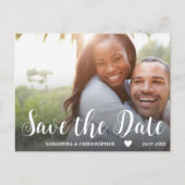 Moderne foto zwart-wit Save the Date Wedding Briefkaart (Voorkant)