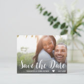 Moderne foto zwart-wit Save the Date Wedding Briefkaart (Staand voorkant)