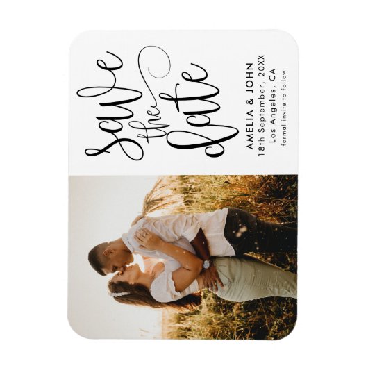 Moderne foto zwart-wit Save the Date Wedding Magneet (Verticaal)