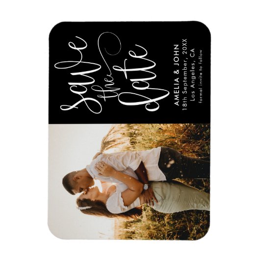 Moderne foto zwart-wit Save the Date Wedding Magneet (Verticaal)