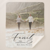 Moderne foto zwarte scriptfamilie elegant sherpa deken (Voorkant)