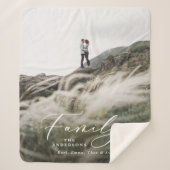 Moderne foto zwarte scriptfamilie elegant sherpa deken (Voorkant)