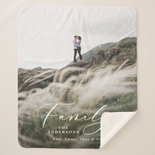 Moderne foto zwarte scriptfamilie elegant sherpa deken (Voorkant)