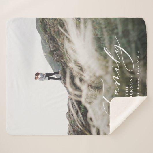 Moderne foto zwarte scriptfamilie elegant sherpa deken (Voorkant (horizontaal))