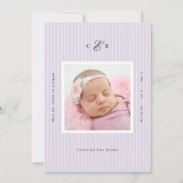 Moderne Fotoaankondiging Geboorte met Monogram Aankondiging