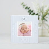 Moderne fotoaankondiging geboorte met monogram kaart (Staand voorkant)
