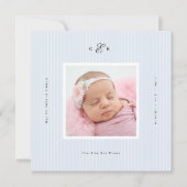 Moderne fotoaankondiging geboorte met monogram kaart (Voorkant)