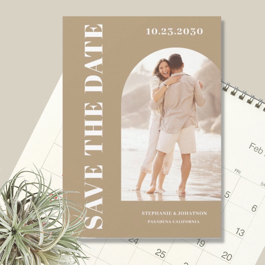 Moderne fotoArch beige Save The Date