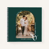 Moderne fotoArch Emerald Green Wedding Guest Book Notitieboek (Voorkant)