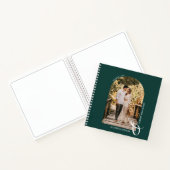 Moderne fotoArch Emerald Green Wedding Guest Book Notitieboek (Binnen)