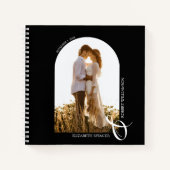 Moderne fotoarch Wedding Black Guest Book Notitieboek (Voorkant)