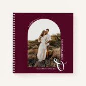 Moderne fotoarch Wedding Burgundy Spiral Guest Bo Notitieboek (Voorkant)
