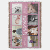 Moderne fotobanket voor oma | Roze en wit Deken (Voorkant Verticaal)