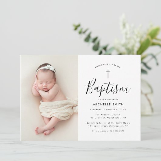 moderne fotobaptisme - uitnodiging (Staand voorkant)