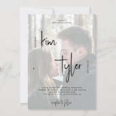 Moderne fotobekleding QR CODE scriptnamen bruiloft Kaart (Voorkant)