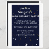 Moderne fotoblauwe 40e verjaardag | Uitnodiging (Voorkant / Achterkant)