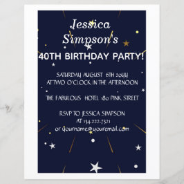 Moderne fotoblauwe 40e verjaardag | Uitnodiging