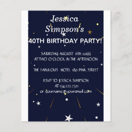 Moderne fotoblauwe 40e verjaardag | Uitnodiging Flyer