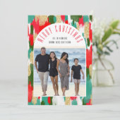 Moderne Fotoboog Bright Brushstroke Kerstmis Feestdagenkaart (Staand voorkant)