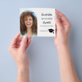 Moderne fotoboog Graduation Party Save the Date Flyer (Hand)