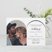 Moderne fotoboog luxe bruiloft kaart (Staand voorkant)