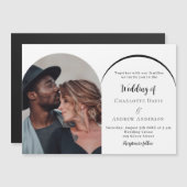 Moderne fotoboog luxe bruiloft magnetische uitnodiging (Voorkant / Achterkant)