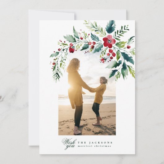 Moderne Fotoboogkrans Vrolijk Kerstfeest Feestdagenkaart (Voorkant)
