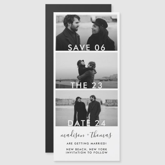 Moderne Fotobooth Strip bruiloft Bewaar de datum (Voorkant / Achterkant)