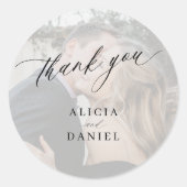 Moderne fotobruiloft bedankt je gunst ronde sticker (Voorkant)